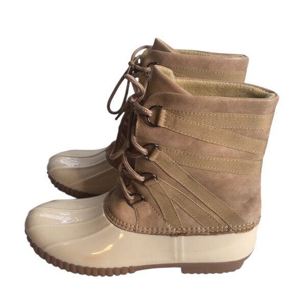 Yoki Dylan Duck Boots Womens 8 Insulated Cream/Beige Rubber Lace-Up Outdoors - Picture 8 of 13